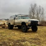modern timber vintage knapheide service truck