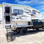 knapheide gooseneck platform body with cabover camper
