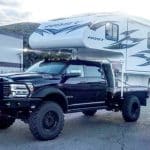 knapheide gooseneck platform body with cabover camper