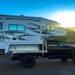 knapheide gooseneck platform body with cabover camper