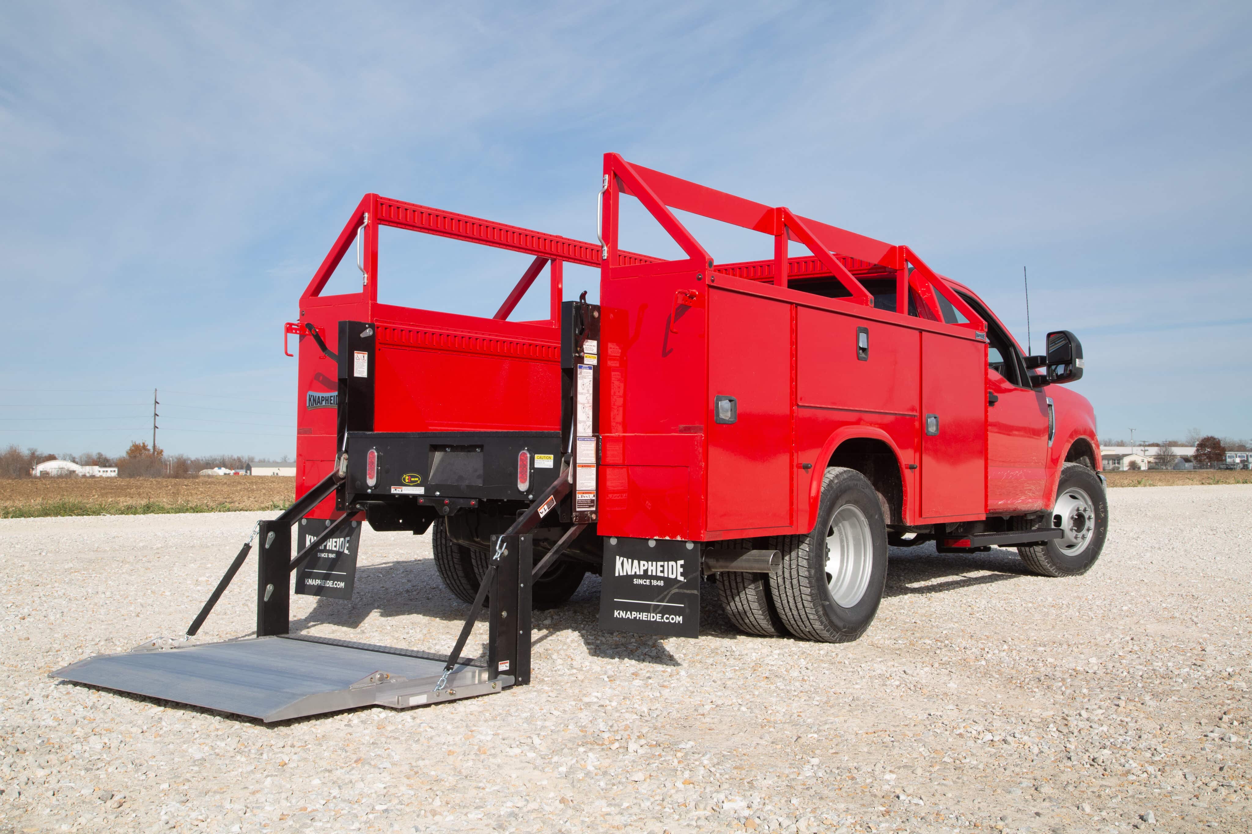 knapheide custom steel service truck with e-track rack and liftgate