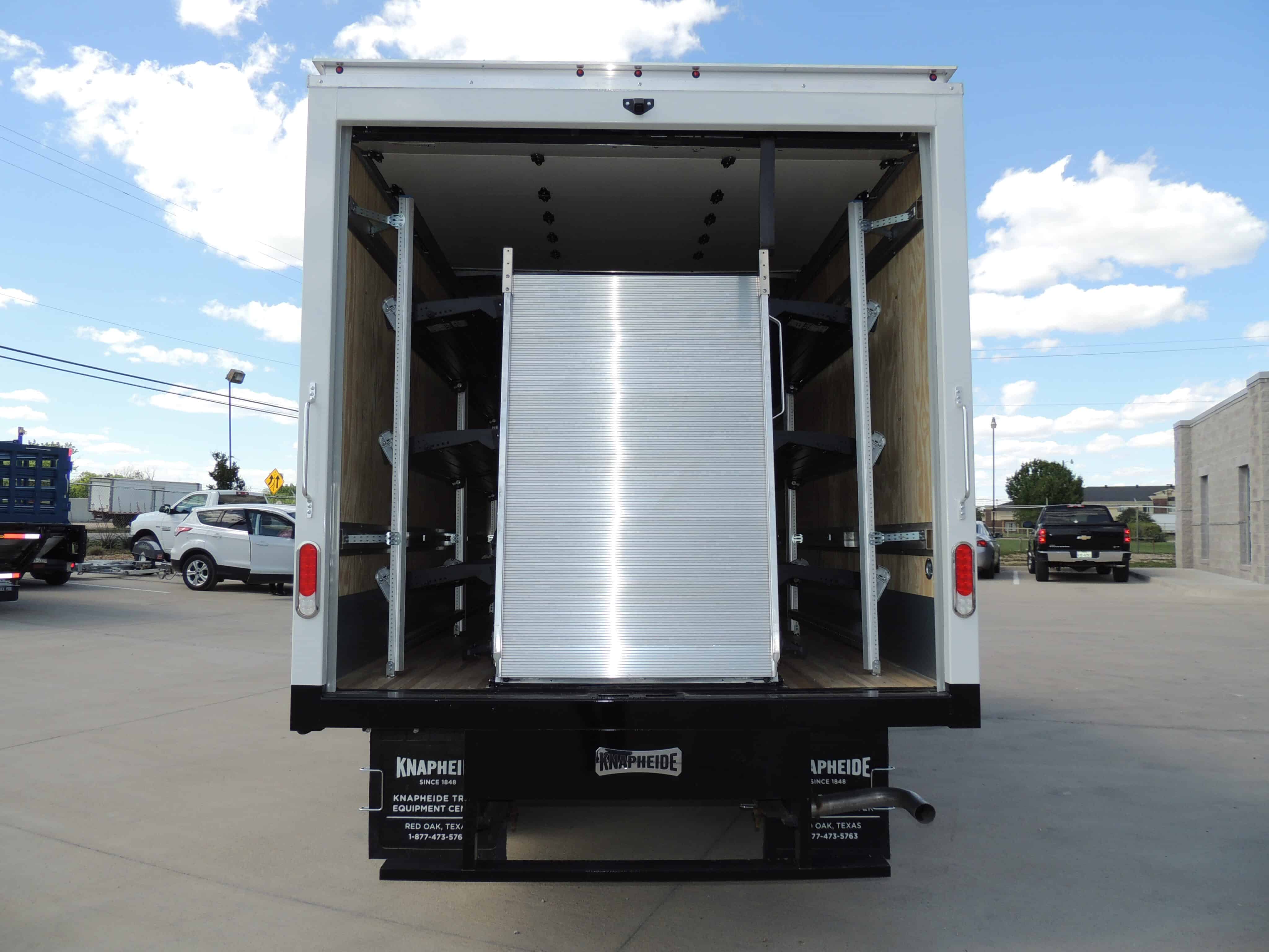 knapheide box truck rear view with stowed ramp