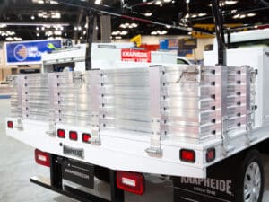 Knapheide Aluminum Combo Body On Ford E Transit NTEA Work Truck Show 2025 Drop Down Sides